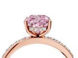 Rose gold Fancy Pink Cushion  Cut Diamond Pavé Band Ring with Four-Prong Setting_45