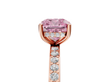 Rose gold Fancy Pink Cushion  Cut Diamond Pavé Band Ring with Four-Prong Setting_46