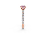 Rose gold Fancy Pink Cushion Cut Diamond Pavé Band Solitaire Ring with Prong Setting_80