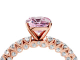 Rose gold Fancy Pink Cushion Cut Diamond Pavé Band Solitaire Ring with Prong Setting_82