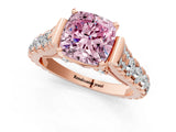 Rose gold Fancy Pink Cushion  Cut Diamond Pavé Band Solitaire with Four-Prong Setting_16