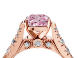 Rose gold Fancy Pink Cushion  Cut Diamond Pavé Band Solitaire with Four-Prong Setting_19