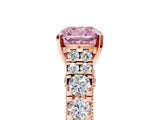 Rose gold Fancy Pink Cushion  Cut Diamond Pavé Band Solitaire with Four-Prong Setting_20