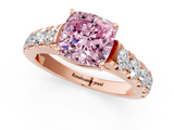 Rose gold Fancy Pink Cushion  Cut Diamond Pavé Band Solitaire with Four-Prong Setting_4