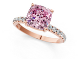 Rose gold Fancy Pink Cushion  Cut Diamond Pavé Band Solitaire with Four-Prong Setting_4
