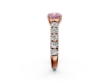 Rose gold Fancy Pink Cushion  Cut Diamond Pavé Band Solitaire with Four-Prong Setting_5