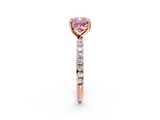 Rose gold Fancy Pink Cushion  Cut Diamond Pavé Band Solitaire with Four-Prong Setting_5