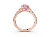 Rose gold Fancy Pink Cushion  Cut Diamond Pavé Band Solitaire with Four-Prong Setting_6