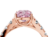 Rose gold Fancy Pink Cushion  Cut Diamond Pavé Band Solitaire with Four-Prong Setting_7