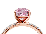 Rose gold Fancy Pink Cushion  Cut Diamond Pavé Band Solitaire with Four-Prong Setting_7