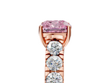 Rose gold Fancy Pink Cushion  Cut Diamond Pavé Band Solitaire with Four-Prong Setting_8