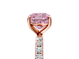 Rose gold Fancy Pink Cushion  Cut Diamond Pavé Band Solitaire with Four-Prong Setting_8