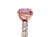 Rose gold Fancy Pink Cushion  Cut Diamond Pavé Band with Four-Prong Setting_39