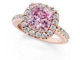 Rose gold Fancy Pink Cushion Cut Diamond Pavé Halo Ring with Four-Prong Setting_37