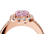 Rose gold Fancy Pink Cushion Cut Diamond Pavé Halo Ring with Four-Prong Setting_40