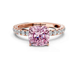 Rose gold Fancy Pink Cushion Cut Diamond Pavé Solitaire Engagement Ring with Four-Prong Setting_71