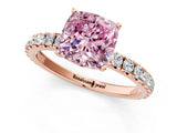 Rose gold Fancy Pink Cushion Cut Diamond Pavé Solitaire Engagement Ring with Four-Prong Setting_72