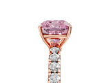 Rose gold Fancy Pink Cushion Cut Diamond Pavé Solitaire Engagement Ring with Four-Prong Setting_76