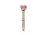 Rose gold Fancy Pink Cushion Cut Diamond Pavé Solitaire Ring with Round Band and Prong Setting_14