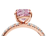 Rose gold Fancy Pink Cushion Cut Diamond Pavé Solitaire Ring with Round Band and Prong Setting_16