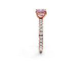 Rose gold Fancy Pink Cushion Cut Diamond Pavé Solitaire Ring with Round Band and Prong Setting_26