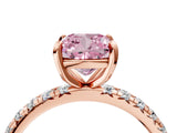 Rose gold Fancy Pink Cushion Cut Diamond Pavé Solitaire Ring with Round Band and Prong Setting_28