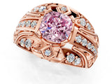 Rose gold Fancy Pink Cushion Cut Diamond Pave Art Deco Split Shank Ring with Four-Prong Setting_1