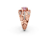 Rose gold Fancy Pink Cushion Cut Diamond Pave Art Deco Split Shank Ring with Four-Prong Setting_2