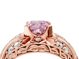 Rose gold Fancy Pink Cushion Cut Diamond Pave Art Deco Split Shank Ring with Four-Prong Setting_4