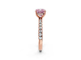 Rose gold Fancy Pink Cushion Cut Diamond Pave Band Solitaire Ring with Four-Prong Setting_60