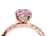 Rose gold Fancy Pink Cushion Cut Diamond Pave Band Solitaire Ring with Four-Prong Setting_62
