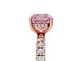 Rose gold Fancy Pink Cushion Cut Diamond Pave Band Solitaire Ring with Four-Prong Setting_63