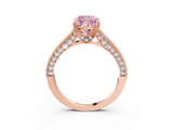 Rose gold Fancy Pink Cushion  Cut Diamond Pave Band with Four-Prong Setting_23
