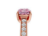 Rose gold Fancy Pink Cushion  Cut Diamond Pave Band with Four-Prong Setting_25