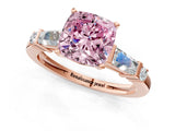 Rose gold Fancy Pink Cushion  Cut Diamond Ring with Baguette Side Stones, Channel Set Band, and Four-Prong Setting_25
