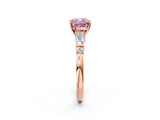 Rose gold Fancy Pink Cushion  Cut Diamond Ring with Baguette Side Stones, Channel Set Band, and Four-Prong Setting_26