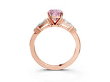 Rose gold Fancy Pink Cushion  Cut Diamond Ring with Baguette Side Stones, Channel Set Band, and Four-Prong Setting_27