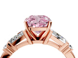 Rose gold Fancy Pink Cushion  Cut Diamond Ring with Baguette Side Stones, Channel Set Band, and Four-Prong Setting_28