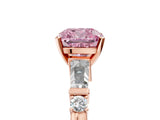 Rose gold Fancy Pink Cushion  Cut Diamond Ring with Baguette Side Stones, Channel Set Band, and Four-Prong Setting_29