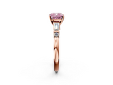 Rose gold Fancy Pink Cushion  Cut Diamond Ring with Baguette Side Stones, Channel Set Band, and Four-Prong Setting_5