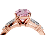 Rose gold Fancy Pink Cushion  Cut Diamond Ring with Baguette Side Stones, Channel Set Band, and Four-Prong Setting_7