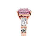 Rose gold Fancy Pink Cushion  Cut Diamond Ring with Baguette Side Stones, Channel Set Band, and Four-Prong Setting_8