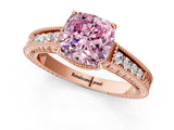 Rose gold Fancy Pink Cushion Cut Diamond Ring with Milgrain Pavé Band and Four-Prong Setting_22