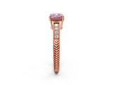 Rose gold Fancy Pink Cushion Cut Diamond Ring with Milgrain Pavé Band and Four-Prong Setting_23