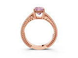 Rose gold Fancy Pink Cushion Cut Diamond Ring with Milgrain Pavé Band and Four-Prong Setting_24
