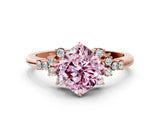 Rose gold Fancy Pink Cushion Cut Diamond Ring with Side Stones and Four-Prong Setting_110