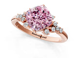 Rose gold Fancy Pink Cushion Cut Diamond Ring with Side Stones and Four-Prong Setting_111