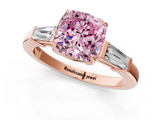 Rose gold Fancy Pink Cushion  Cut Diamond Ring with Tapered Baguette Side Stones in Four-Prong Setting_4
