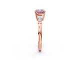 Rose gold Fancy Pink Cushion  Cut Diamond Ring with Tapered Baguette Side Stones in Four-Prong Setting_5