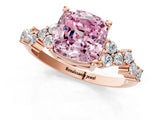 Rose gold Fancy Pink Cushion Cut Diamond Scattered Round Accent Ring with Prong Setting_13